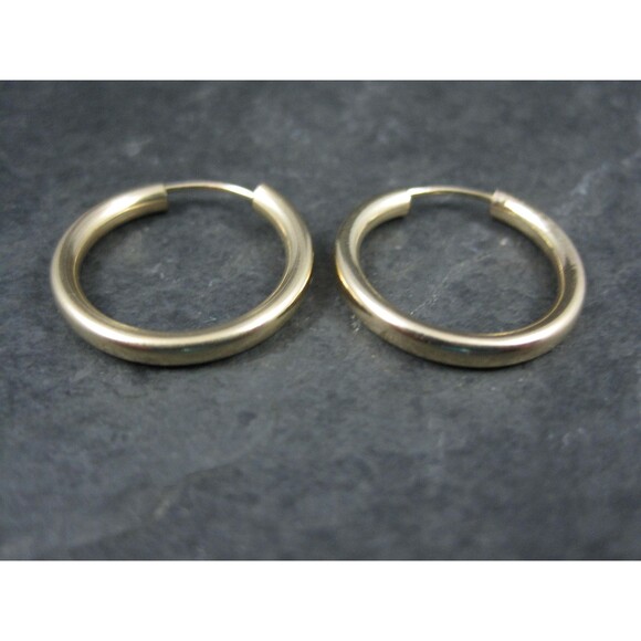 3/4" Gold Hoop Earrings 19mm 14K Gold Filled New Old Stock - Picture 6 of 9